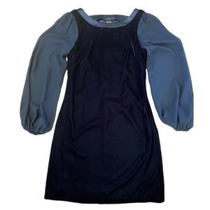 WHBM~Velvet Shift Dress w/Sheer Sleeves & Bow Back